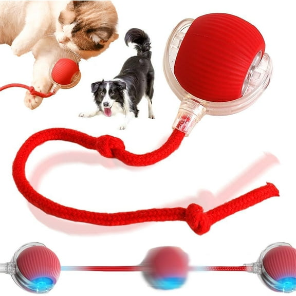 Interactive Cat Toy Ball for Indoor Cats - Electric Chirping Bird Sound Toy with Motion Activated Rolling Action, Red Rope Design, Stimulates Hunting Instincts, Ideal for Kittens and Adult Cats