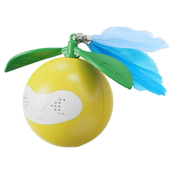 Interactive Cat Toy Ball with Laser Feather - Automatic Motion Light Modes Charging Puzzle Toy for Indoor Play Entertainment - Yellow-Laser Version