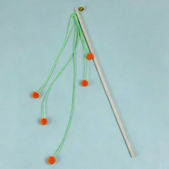 Interactive Cat Toy With Bell And Yarn Balls, Cat Wand For Kitten Engagement, Cat Exercise And Play Toy, Handheld Cat Toy With Wooden Stick And Colorful Strings, Cat Plaything For