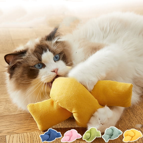 Interactive Cat Toy, Cat Toy Interactive, 12inKnotted, Corduroy Fabric, Blue Fabric, Catnip, Stuffed Cat Plush, Pet Play Supply, 1 Pc