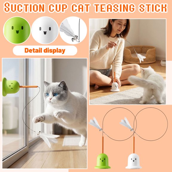 Interactive Cat Toy, Cat ToysforIndoor Cats, Feather Cat Toy, Stainless Steel, Cat Teaser Wand, Relaxation Toy, Cat Dancer Wire Toy, Handheld Compatible, 1 Pc