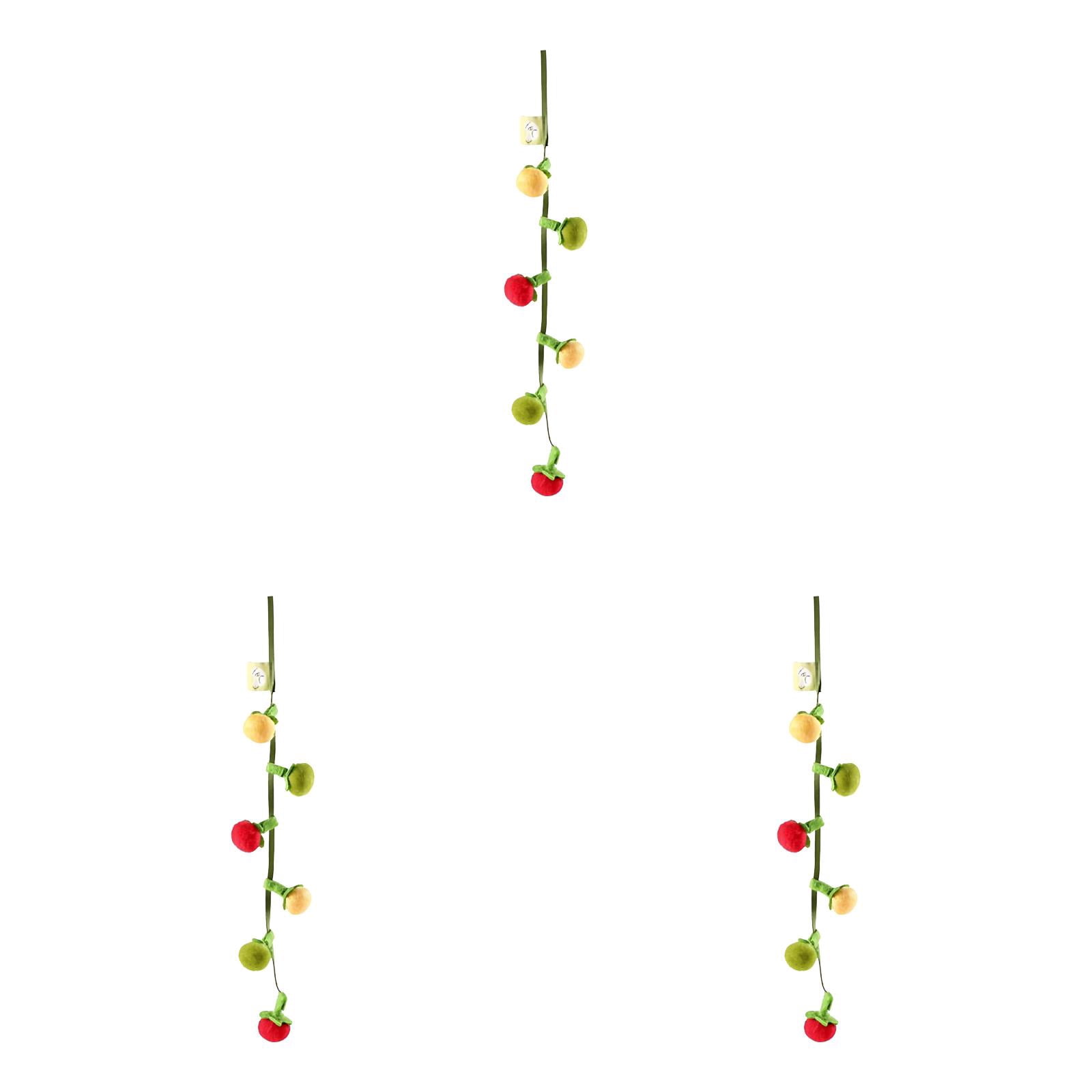 Interactive Cat Toy with Catnip, Squeaky Persimmons & Tomatoes Shapes - Hangable String with Bells, Soft Chew Spring Kicker for Kittens and Adult Cats