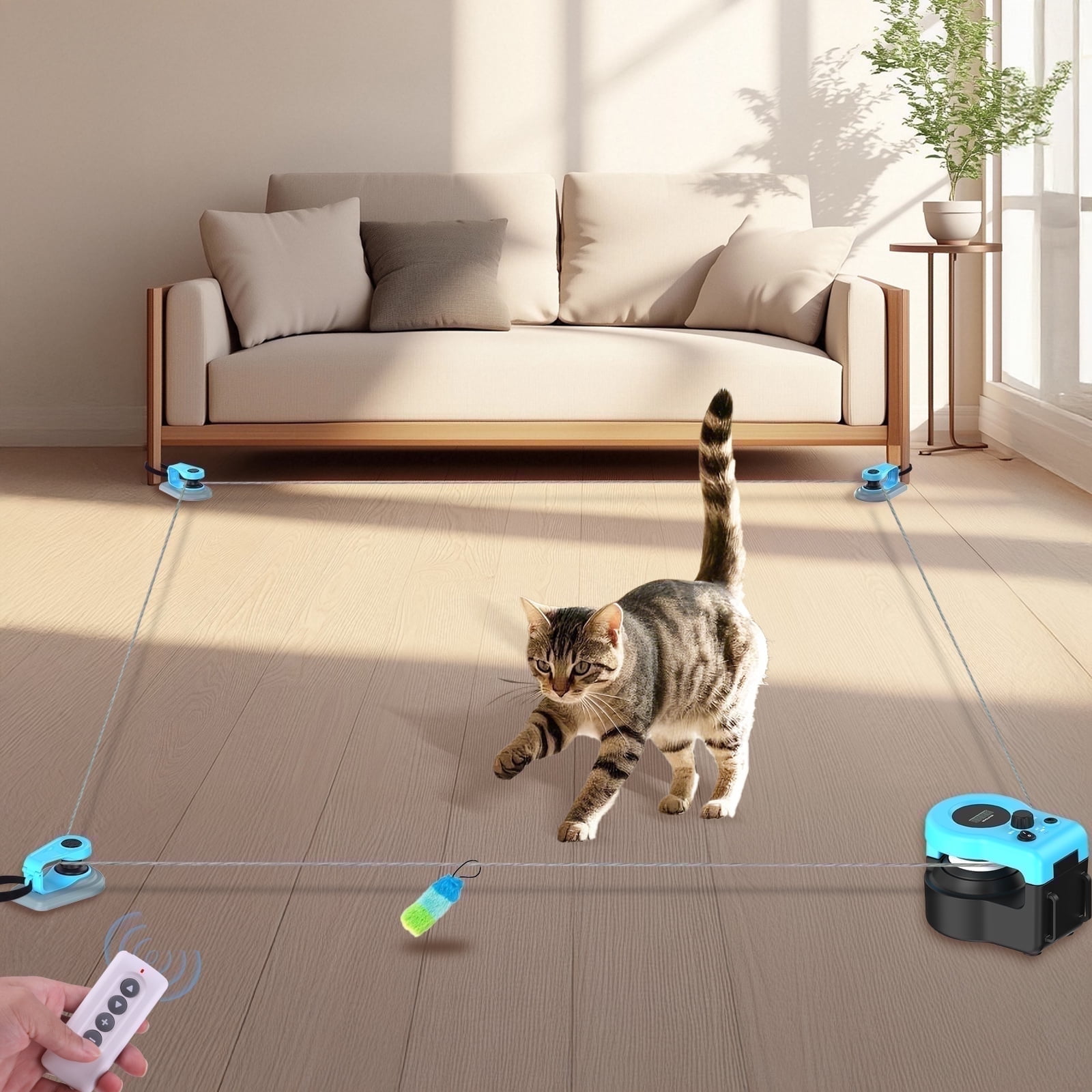 Interactive Cat Toy DIY Set, Durable Indoor Cat Running Toy Hunting Exercise, Adjustable Speed