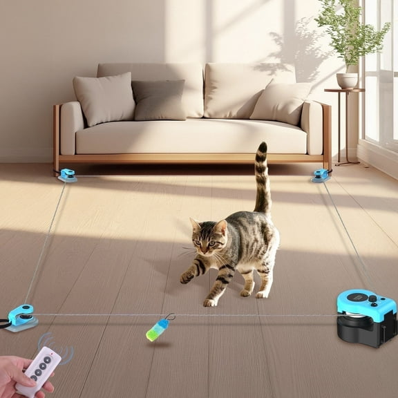 Interactive Cat Toy DIY Set, Durable Indoor Cat Running Toy Hunting Exercise, Adjustable Speed