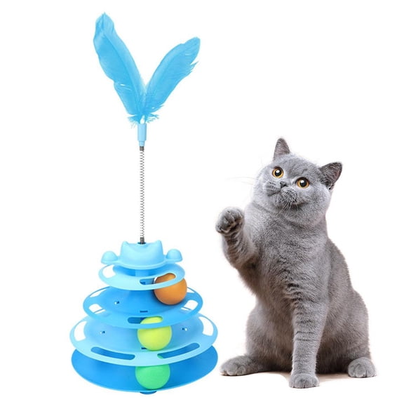 Interactive Cat Toy Disc with Balls & Treat Dispenser, Multi-Layered Puzzle for Indoor Cats, Promotes Hunting Instincts & Reduces Boredom
