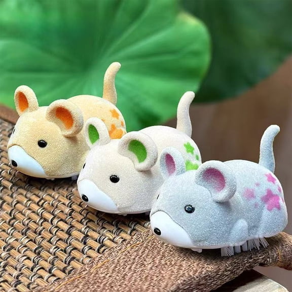 Interactive Cat Toy Electric Walking Hamster | Automatic Movement, Vibration Action | Simulated Animal, Mental Stimulating Pet Toy | Indoor Floor Table Use | Plastic, 5x4x3.5cm | Yellow Gray Khaki