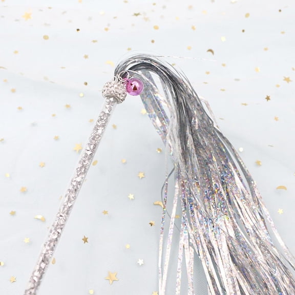 Interactive Cat Toy,Fairy Princess Shiny Tassel Wands,Glitter Magic Star Crystal Beaded Crown Large Jingle Bell Interactive Fun Play Pet Stimulate Active Exercise Entertain