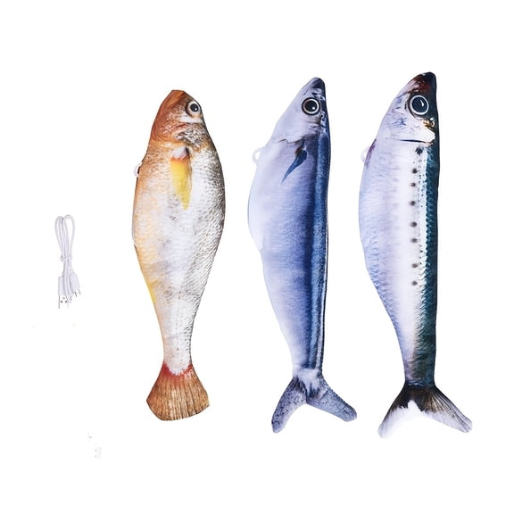 Interactive Cat Toy Fish with USB-C Rechargeable Motion, Flopping Pet Toy 3 Pack, 7.28 in