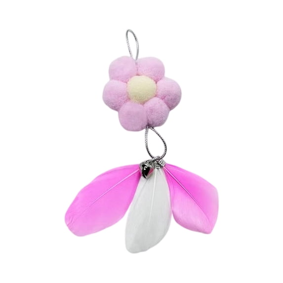 Interactive Cat Toy Flower Feather Wand Replacement with Bell, Boredom Relief for Indoor Cats, Teaser Wand Refill, Pet Play Supplies, Accessories