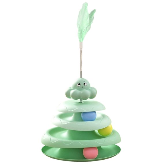 Interactive Cat Toy GLOGLOW Toy Roller With 3 , Antislip Base Interactive Turntable Track Toy Turntable Toys Balls Track Toy For Batting Swatting () Interactive Cat Toy for Bored Indoor Adult Cats, F