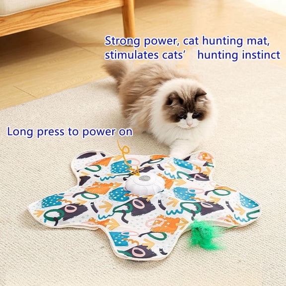 Cat Toy Hide and Seek Interactive Cat Toy - Rechargeable Automatic Feather Wand with Bird Squeaky for Indoor Cats Increase battery capacity, cat feather toy with 2 cat wands