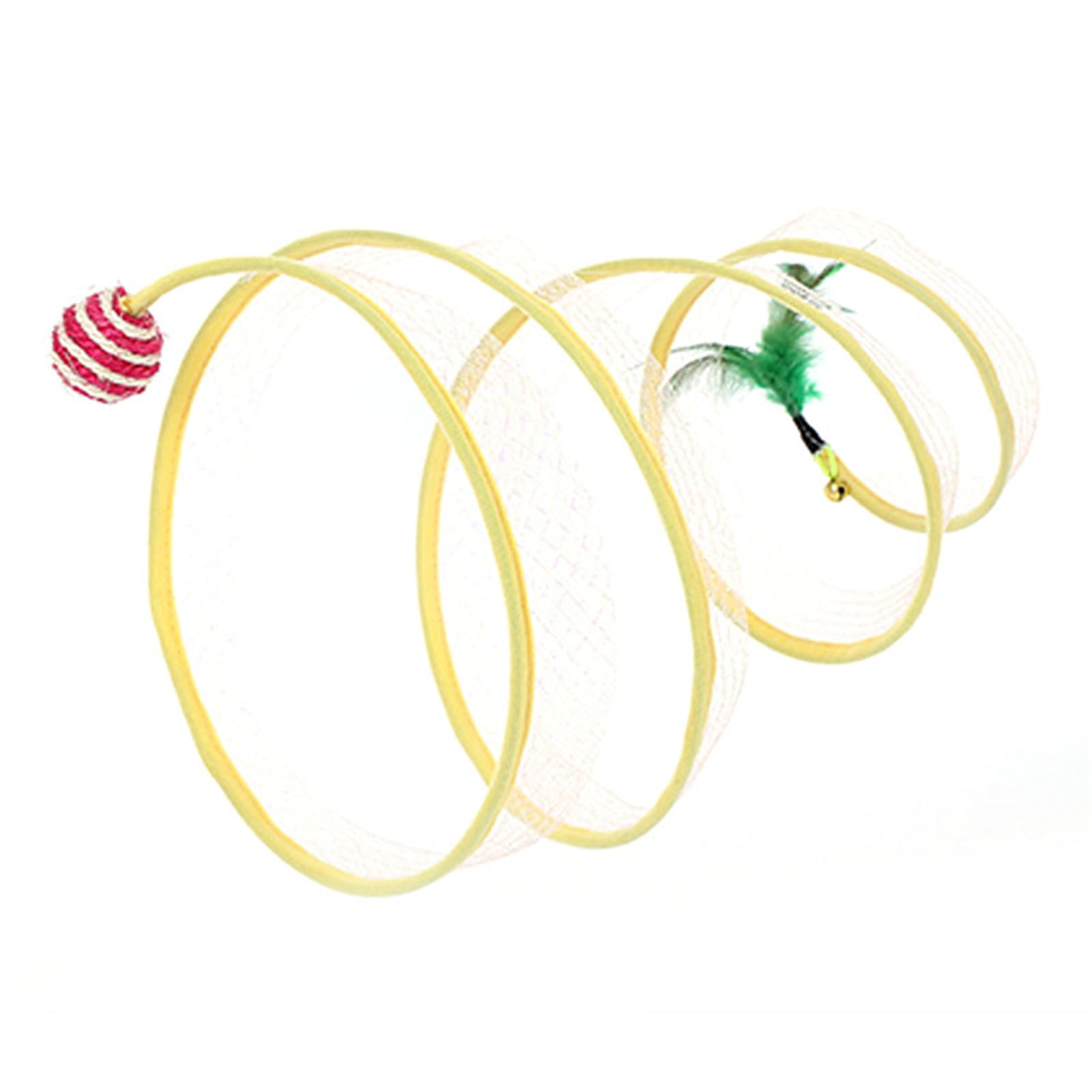 Interactive Cat Toy for Indoor Adventure, Portable Cat Tunnel with Feather Mouse Toys for Self-play Entertainment and Collapsible Design for Easy Storage, Safe and Odorless