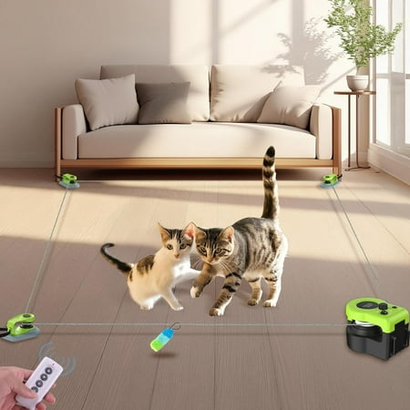 Interactive Cat Toy Indoor Automatic Treadmill with Remote Control, 3 Speeds, Quiet Motor & Durable Design, Indoor Chase Hunting Feather Toys for Fitness, Playtime & Energy Release (Blue)