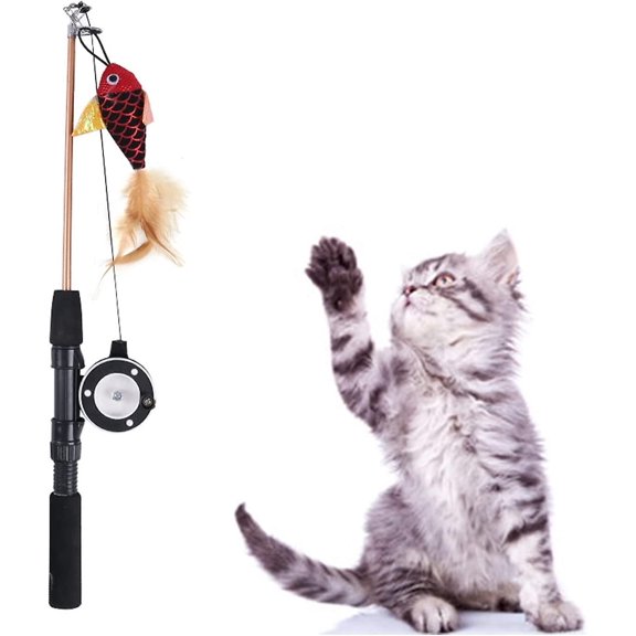 Interactive Cat Toy, Interactive Fishing Toys For Cats, Retractable Cat Fishing Rod 1PCS