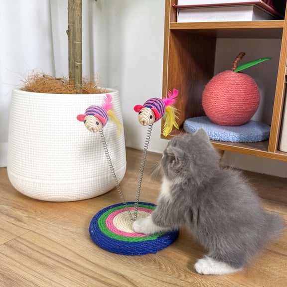 KEEPLIVE Cat Toy Interactive with Scratch Base, Spring Cat Toy Mice, Durable Wool Yarn Material