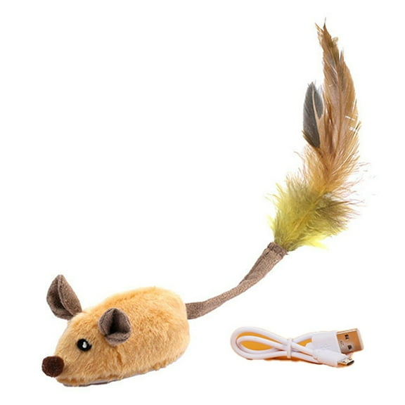 Interactive Cat Toy Mouse Moving Cat Toys Remote Control Cat Toys Mice Electronic Moving Toy Cat Self Play Gift Yellow