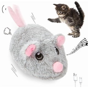 Interactive Cat Toy Moving Mouse with Magic Tail, Automatic Mouse Toy for Indoor Cats & Kittens, Self Play Cat Chase Toy with Random Movement (Gray)