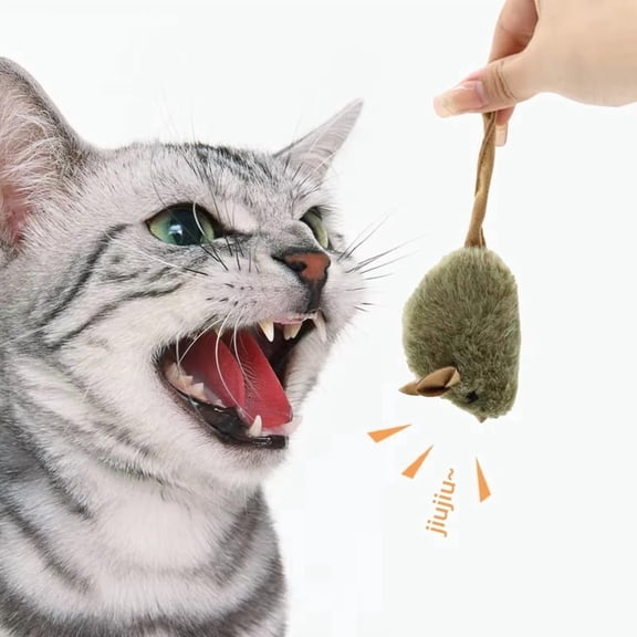 Interactive Cat Toy Plush Mouse Motion Activated Sound Sensor Responsive Pet Play Toy for Indoor Cats Kittens