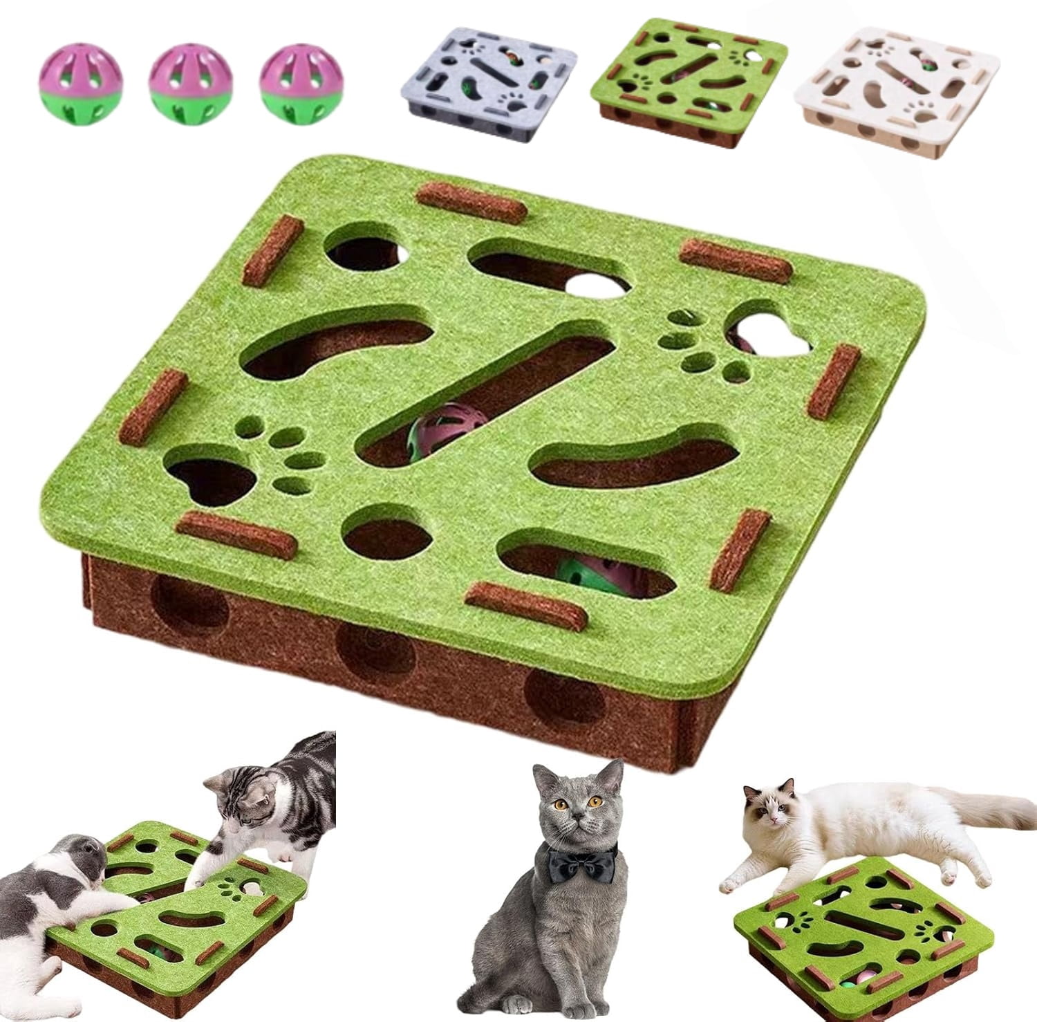 Interactive Cat Toy Puzzle Toys for Indoor Cats Felt Maze Box Kittern ...