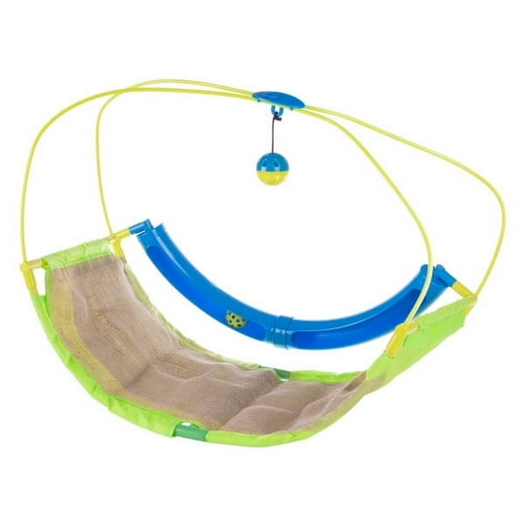 Interactive Cat Toy Rocking Activity Mat- Swing Playing Station with Sisal Scratching Area, Hanging Toy, Rolling Ball for Cats and Kittens by PETMAKER