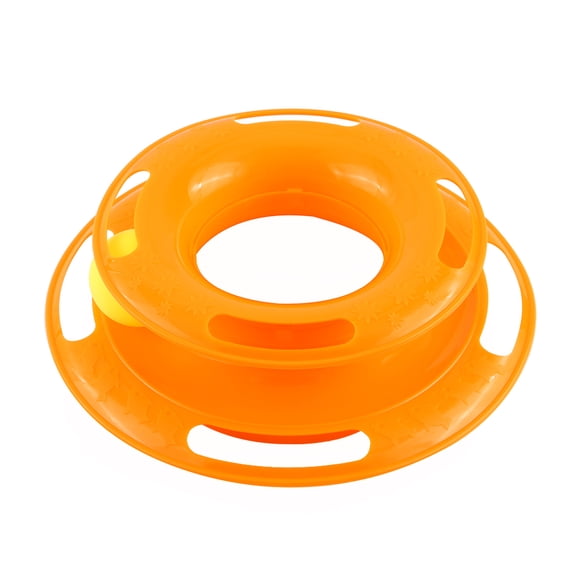 Interactive Cat Toy Roller with 3 Level Tracks and Spinning Balls, Durable Pet Amusement Plate and Multi Level Tower Fun for Kitty Track, Orange/Green (6.3x9.8x5.5 inches / 16x25x14 cm)