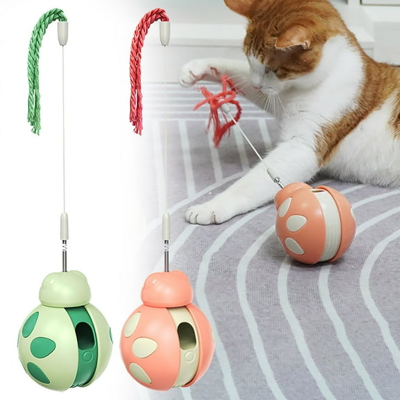 Interactive Cat Toy Rolling Ball with Food Dispenser - Tumbler Design, Bounce Teaser Wand, Cat Toy Balls, Funny Exercise, Safe Play Pet Toy Indoor for Bored Kittens Adults Cats(2PC)