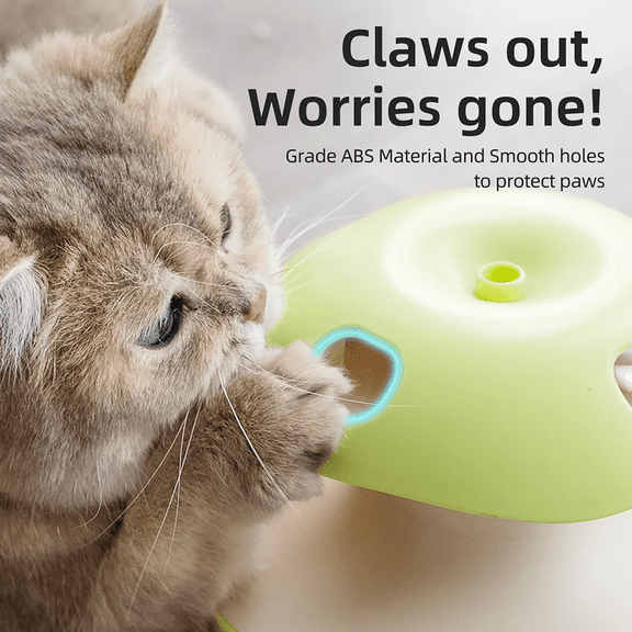 Interactive Cat Toy, -Shaped Smart Rotating Cat Turntable With Usb Charging, Self-Playing Cat Toys With Butterfly & Caterpillar Teaser For Indoor Cats, Light Green
