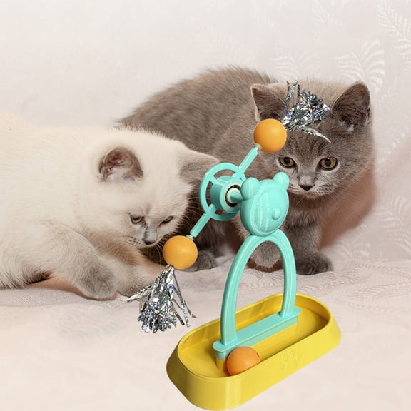 Interactive Cat Toy Spinning Windmill Track Ball Turntable • Rotating Tower Teaser • Multicolor Plastic, Anti-Slip Base, 360° Exercise Play for Indoor Cats