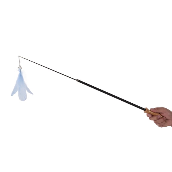 Interactive Cat Toy Wand, Durable Carbon Fiber Rod Real Feather For Kittens Cats
