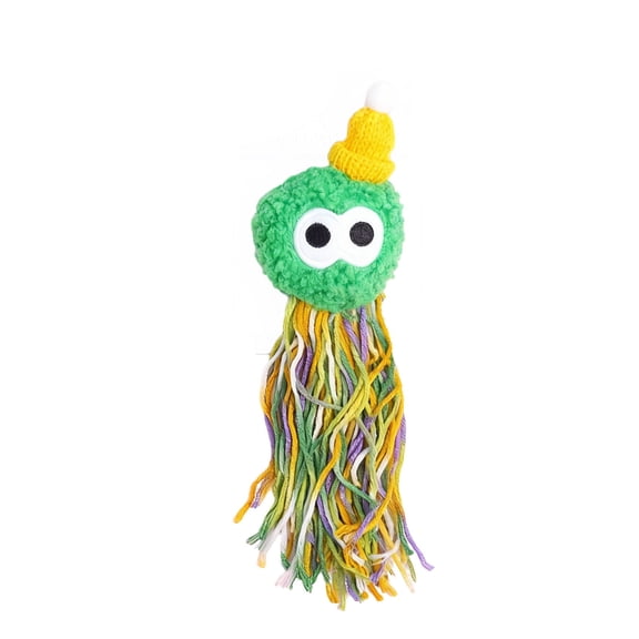 Interactive Cat Toy Yarn Ball Wand for Hanging Indoor Play Soft Wool Teasing Stick for Kitten Chewing and Teething Relief Durable Pet Exercise and Boredom Buster - Green
