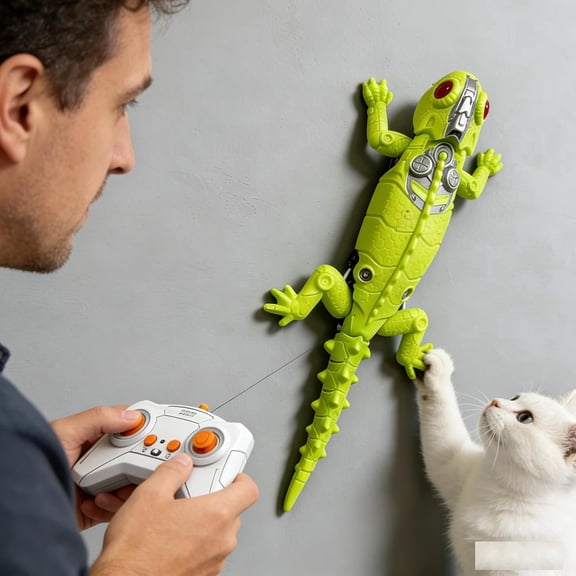 Interactive Cat Toy for Indoor Cats, Automatic Cat Toy with Remote Control, Electric Lizard Toy with Glowing Eyes - Fun and Exercise