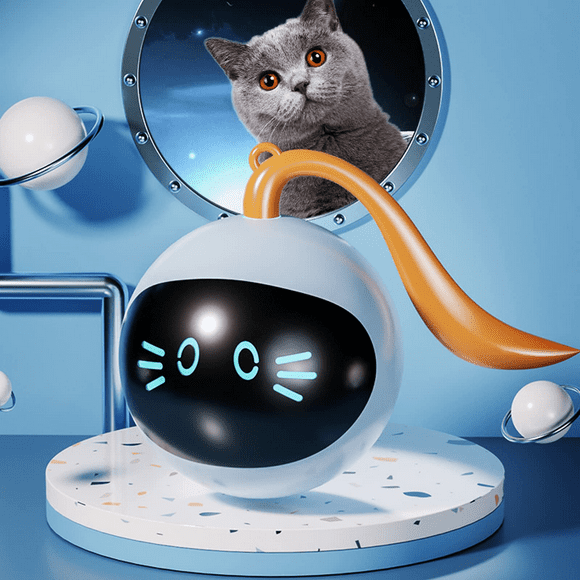 Interactive Cat Toys Ball with LED Light, 360 Degree Self Auto Rotating Intelligent Ball, Smart USB Rechargeable Spinning Cat Ball Toy,Stimulate Hunting Instinct Kitten Funny Chaser Roller Pet Toy