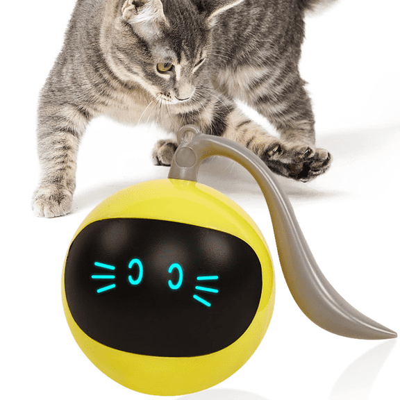 Interactive Cat Toys Ball with LED Light, 360 Degree Self Auto Rotating Intelligent Ball, Smart USB Rechargeable Spinning Cat Ball Toy,Stimulate Hunting Instinct Kitten Funny Chaser Roller Pet Toy