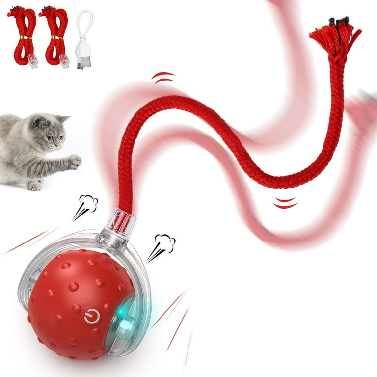 Interactive Cat Toys Ball Motion Activate Electric Cat Toy Automatic Pet Exercise Toys Simulate Bird Calls USB Rechargeable Long Tail Walmart