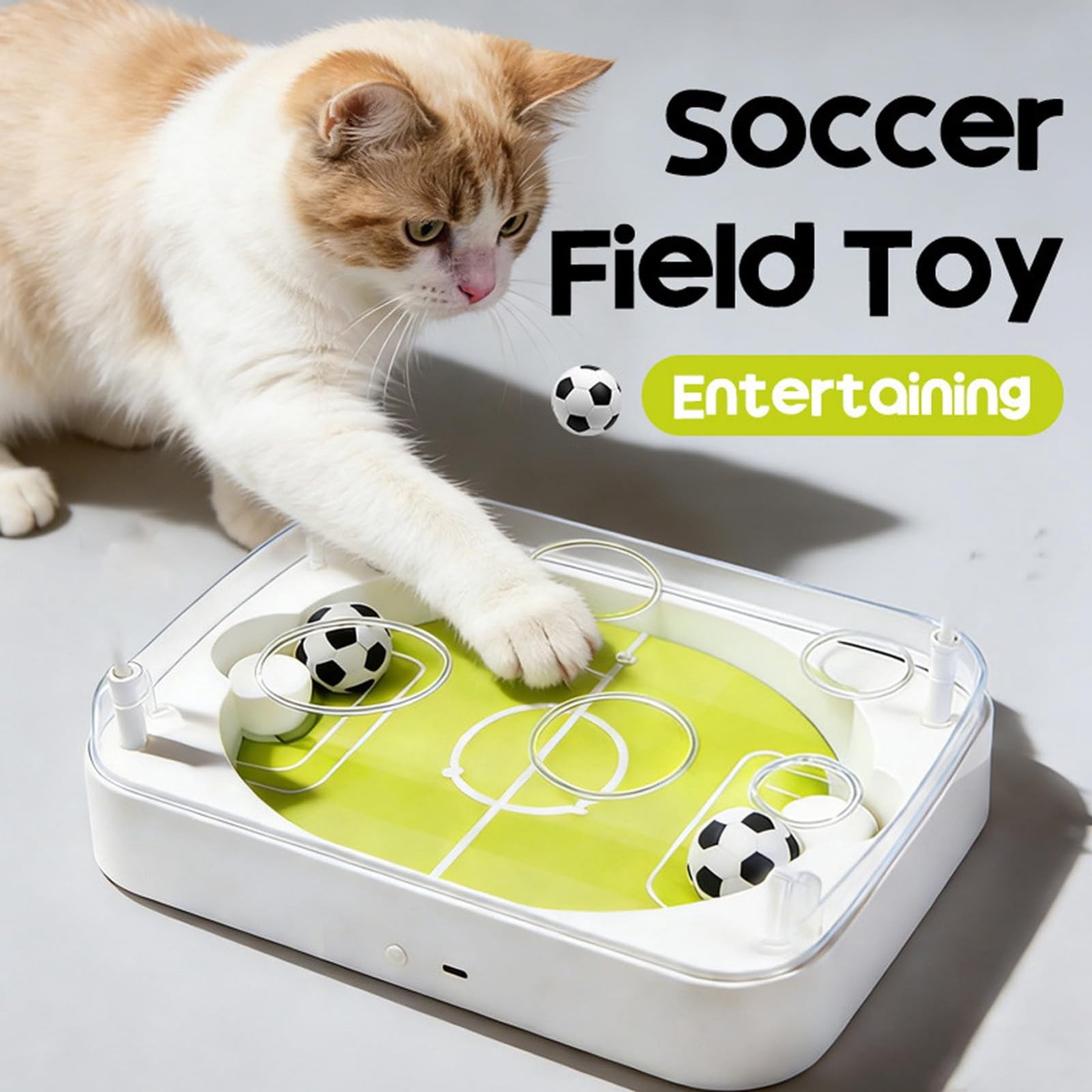 Interactive Cat Toys Balls Electric Interactive Soccer Field Cat Toys for Indoor Active Play Enrichment and Boredom Relief