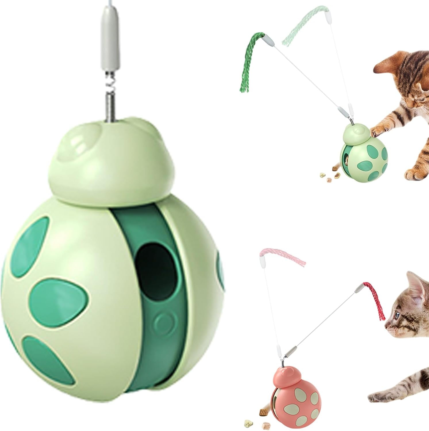 Interactive Cat Toys, Beetle Not Tumbler Design with Teasing Stick, Indoor Cat Toys, Snack Dispenser for Kittens Exercise and Boredom Relief, Feeding Pet Supplies