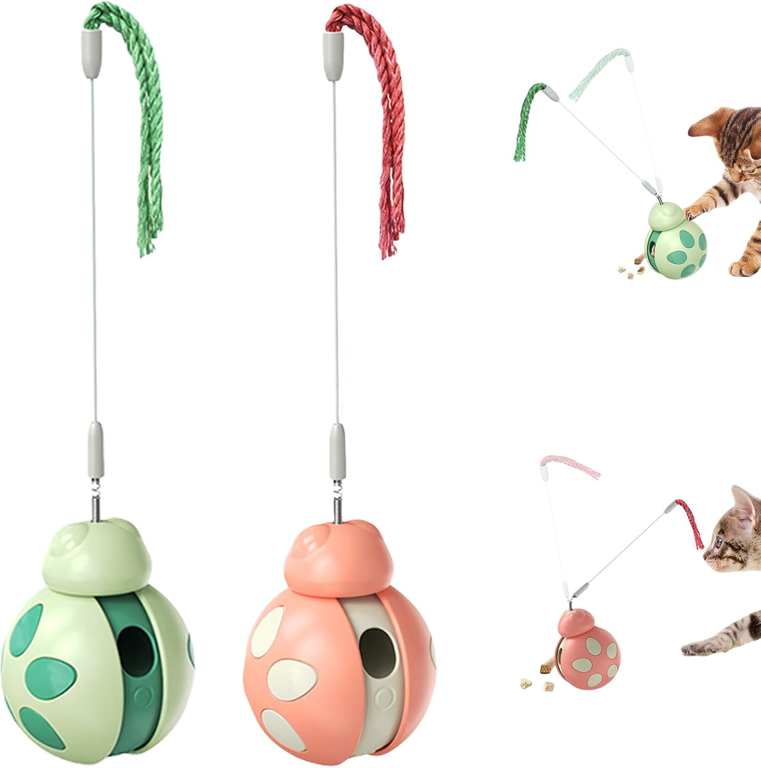 Interactive Cat Toys, Beetle Not Tumbler Design with Teasing Stick, Indoor Cat Toys, Snack Dispenser for Kittens Exercise and Boredom Relief, Feeding Pet Supplies