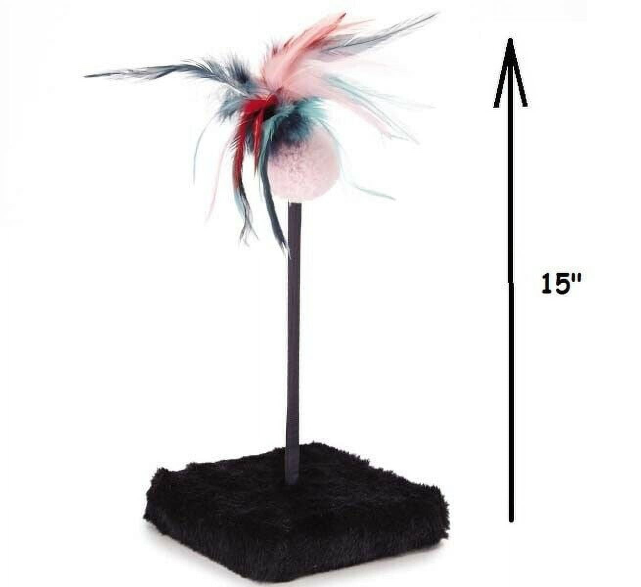 Interactive Cat Toys Feather Ball Teaser Chirping Peeping Plush 15" Pick Pattern (Chirping Teaser)