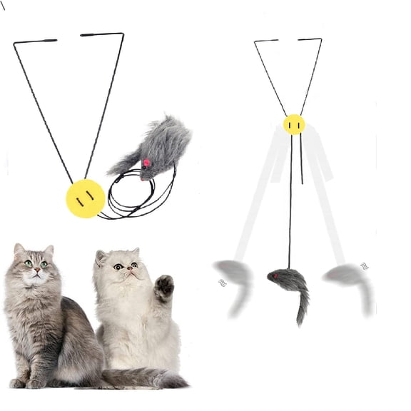Interactive Cat Toys, Hanging Door Bouncing Mouse Cat Toy, Self-Play Cat Toys for Indoor Cats Kitten Teaser Toy Cat Mice Toys for Play Exercise Eliminating Boredom