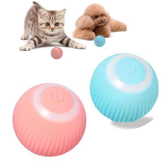 Interactive Cat Toys for Indoor,Automatic Cat Toy with LED Light,360°Rotating Smart Rolling Ball Cat Toy,USB Charging Cat Toy Balls for  Kitten Playing(Blue,2-Pack)