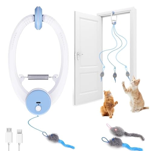Interactive Cat Toys For Indoor Cats - Automatic Flying Bird Wand Chase Exercise Enrichment  Rechargeable Durable Safe Kitten & Adult Electric Hanging Bored