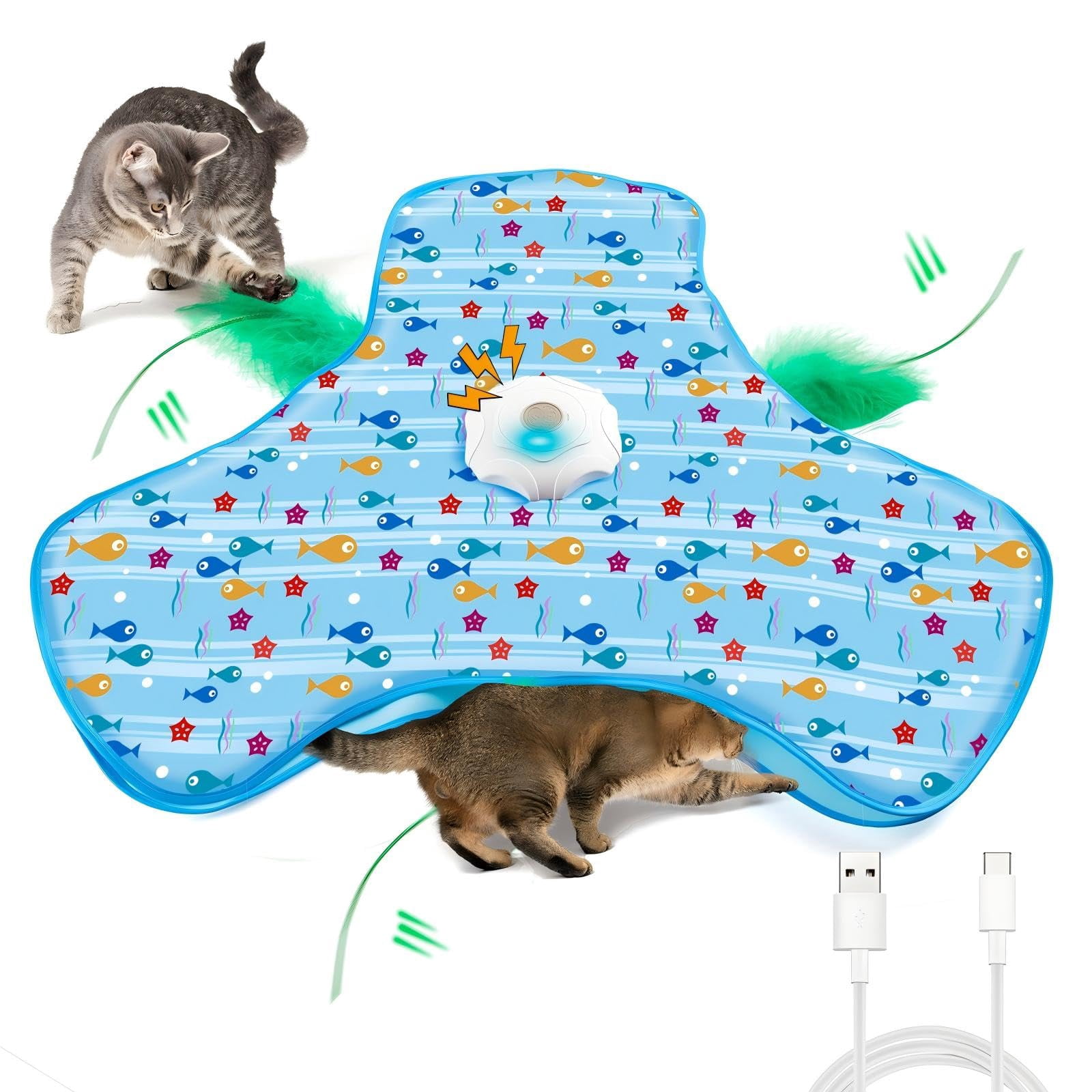 Interactive Cat Toys For Indoor Cats  Automatic And Seek Motion-activated With Moving & Animal Chirps Usb Rechargeable Electric Enrichment Bored Adult Kittens