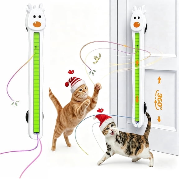 SH-RuiDu Interactive Cat Toys, Door-Mounted Automatic Cat Toy with Adjustable Motion Modes, Flying String Toy for Pets, Rechg Electric Kitty Toy for Indoor Adult & Kitten Cats, White
