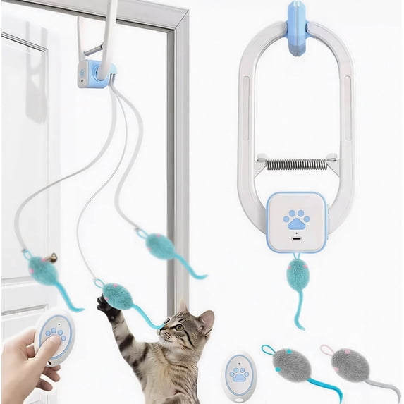 Interactive Cat Toys for Indoor Cats, Remote Control Automatic Electric Flying Bird Cat Toy, Best Kitten & Adult Cat Enrichment Toy Hanging Electric Kitty Toys for Bored Cats, Light Blue