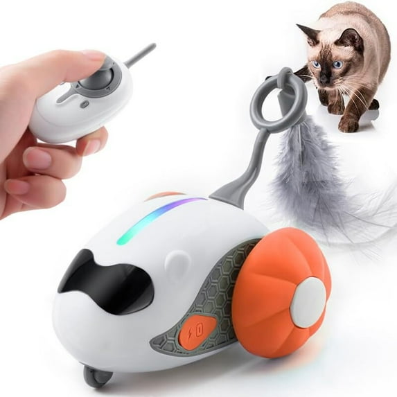 Interactive Cat Toys for Indoor Cats with Upgraded Rechargeable Joystick Remote Control Smart Automatic Moving Cat Toys with 2 Modes Kitten Toys for All Breeds of Bored Cat Exercise-Blue