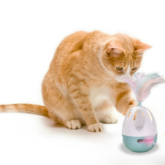 Interactive Cat Toys Retractable Wand with Feather Teaser for Indoor Cats Exercise Play Stimulation