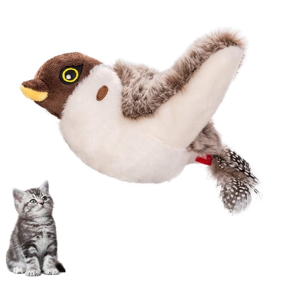 Interactive Cat Toys Squeaky, Stimulated Chirping Bird Toy Making Noise,Automatic Chirp Bird Cat Toy with * Tail, Melody Chaser Play and Squeak Kitten Toys for Indoor Play and Exercise