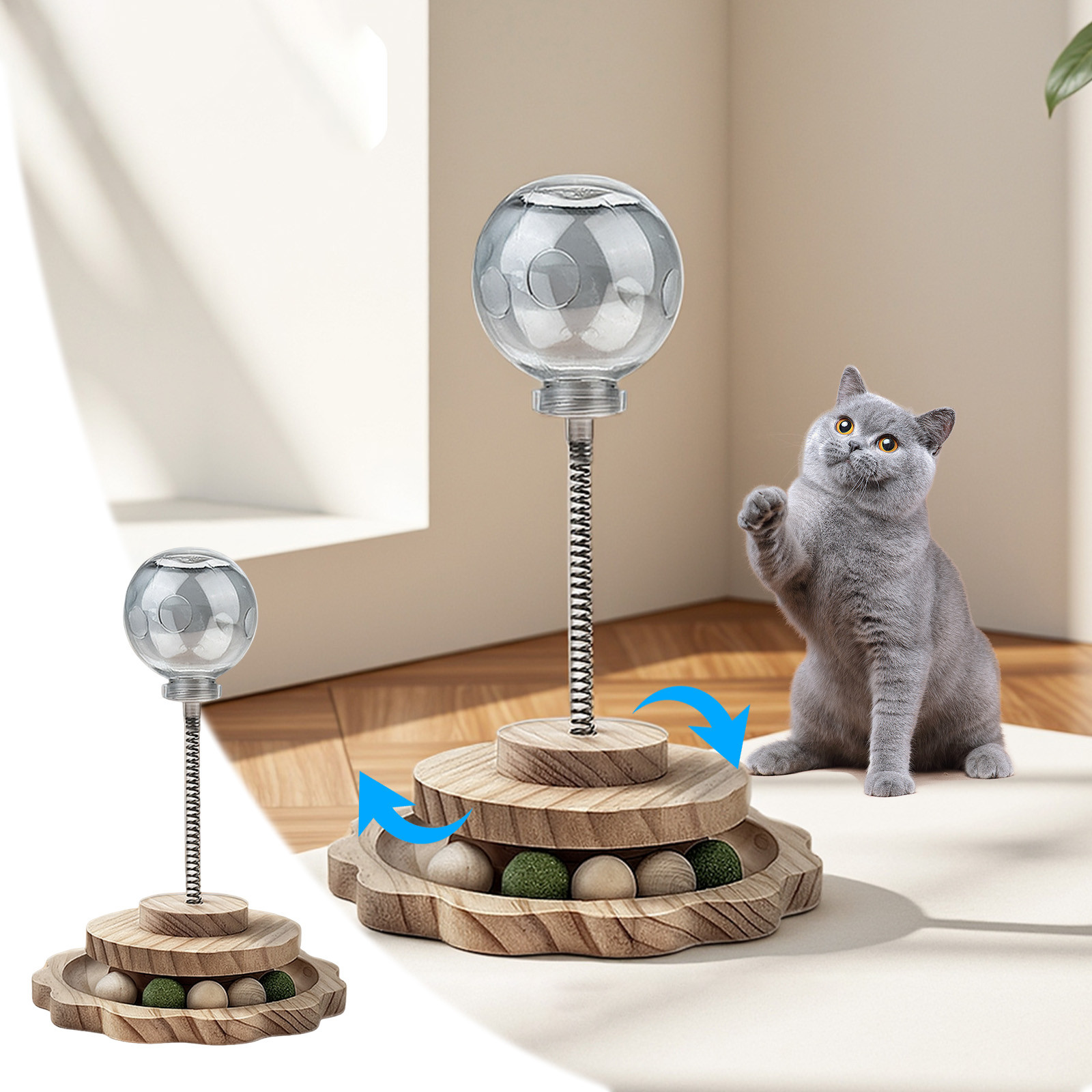 Pet Toys Interactive Cat Toys With Flower Wheels And Hairballs Self Entertainment For Cats Indoor Small Pet Enhancement