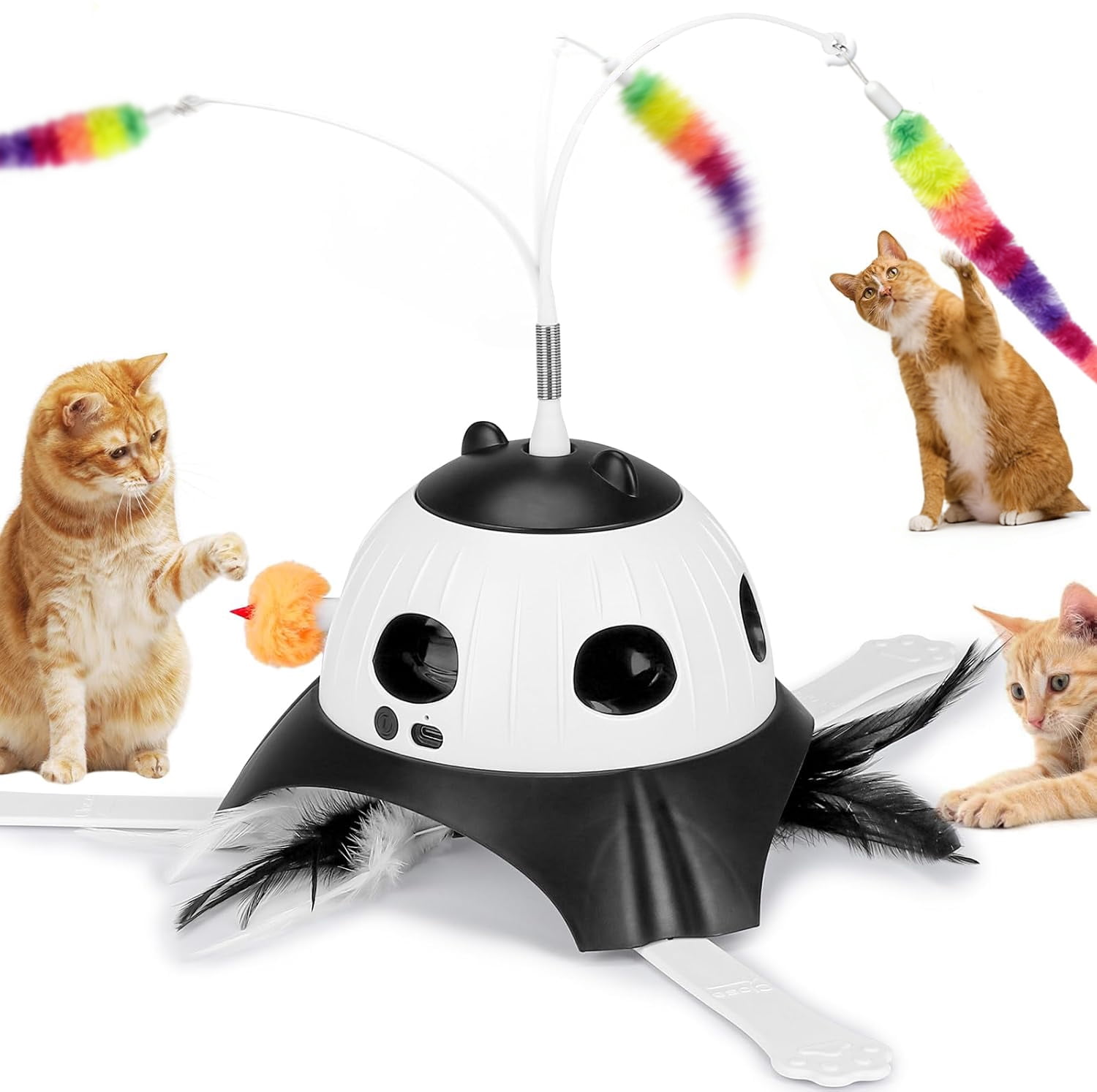 VOCOO Interactive Cat Toys for Indoor Cats, Motion Activate Automatic Cat Toys, 3-in-1 Hunt,Hide and Seek Game, USB Charging (Black)