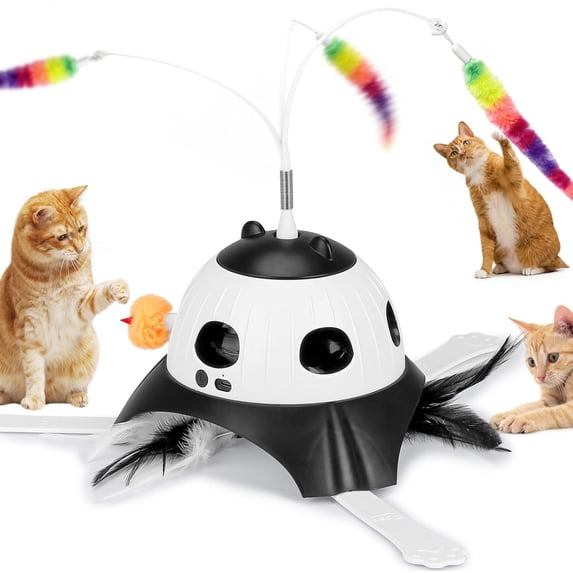 VOCOO Interactive Cat Toys for Indoor Cats, Motion Activate Automatic Cat Toys, 3-in-1 Hunt,Hide and Seek Game, USB Charging (Black)